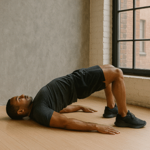 glute bridge is best legs workout exercise to do at home. it provide strength to legs muscles.
