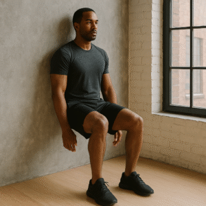 wall sit is a best legs workout to put pressure on leg muscles to build strong leg muscles