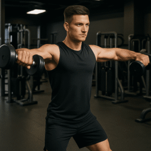 lateral raise can be done in gym by holding dumbbells in both hand. put 2kg of dumbbell in each hand to do lateral raises.
