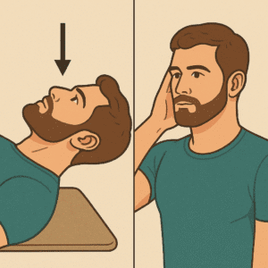 neck curl exercise in which you have to move your neck round and round which increase strength of your jawline.