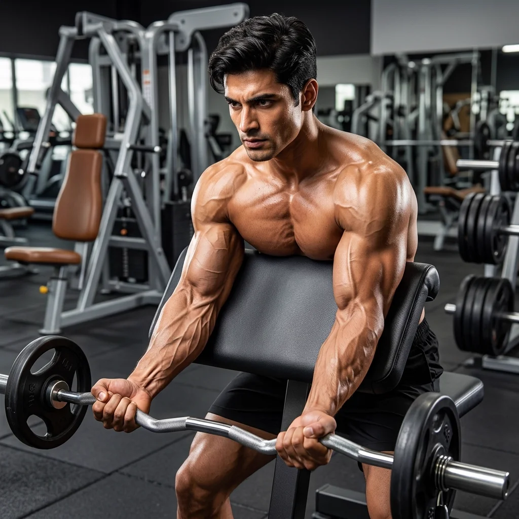 best bicep exercises EZ bar preacher curls for bicep peak