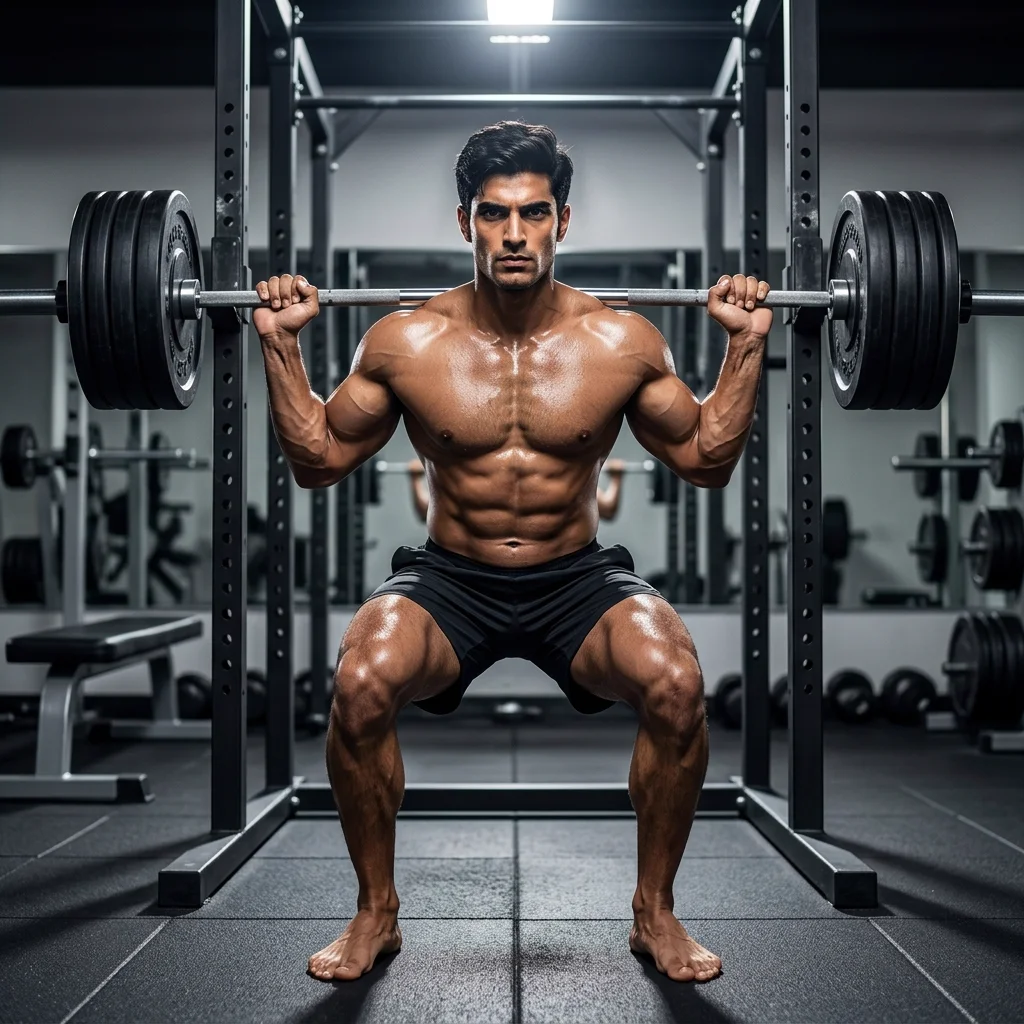 lower back strength training gym barbell deadlift and squat exercises