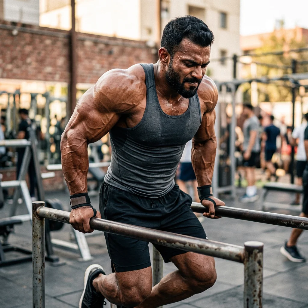 tricep superset dips home workout parallel bars