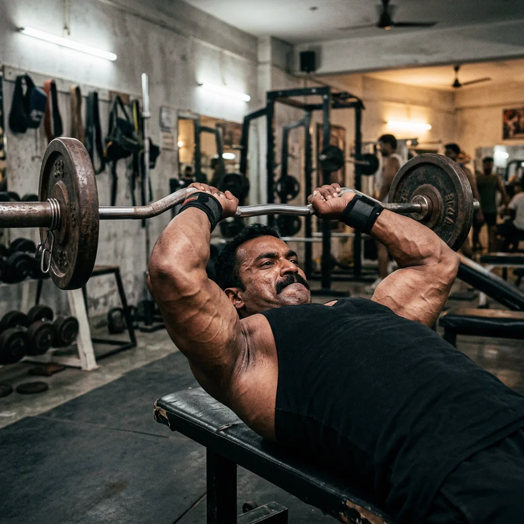 tricep superset skull crushers barbell extension